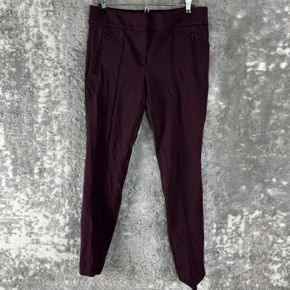 LOFT Size 8 Exact Stretch Skinny Ankle Work Trousers Burgundy Women